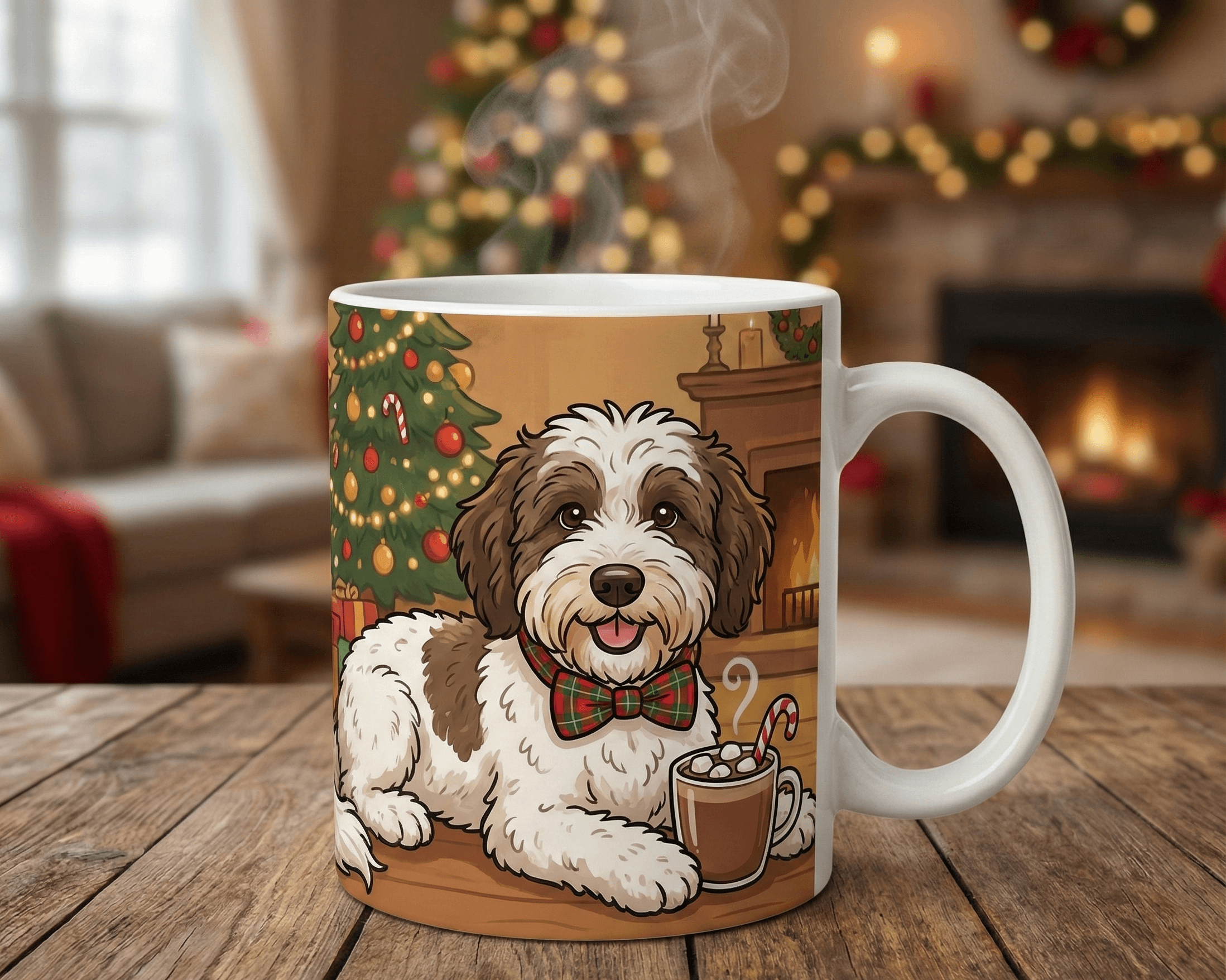 Example holiday mug with hot cocoa